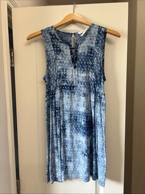 BCBGeneration Navy & White Tie-Dye Ladder Strap Mini Dress